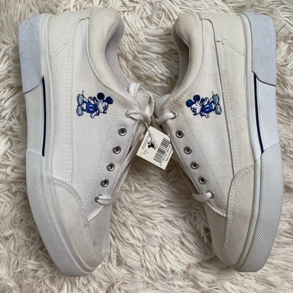 🎉2XHP🎉 Disney Vintage Mickey Mouse Canvas Sneakers 💗 White - Picture 5 of 16